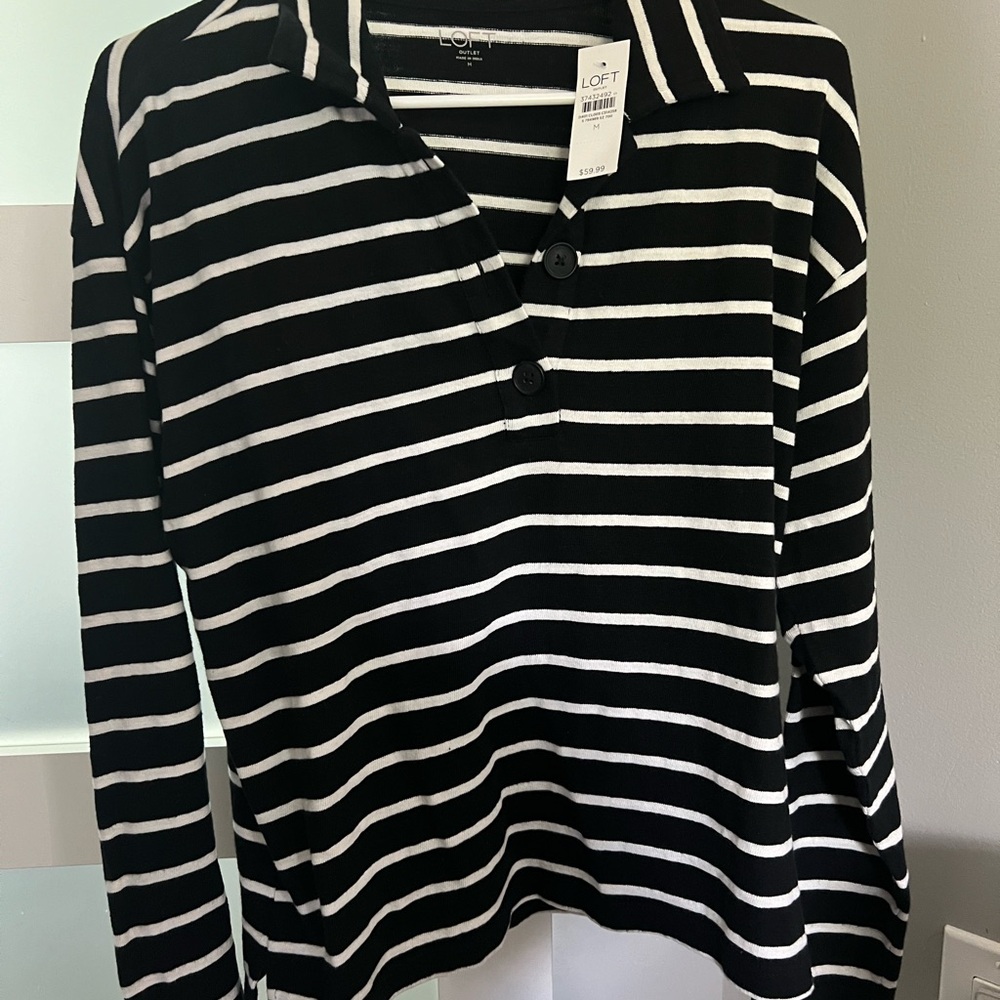 LOFT Monochrome Striped Knit Top